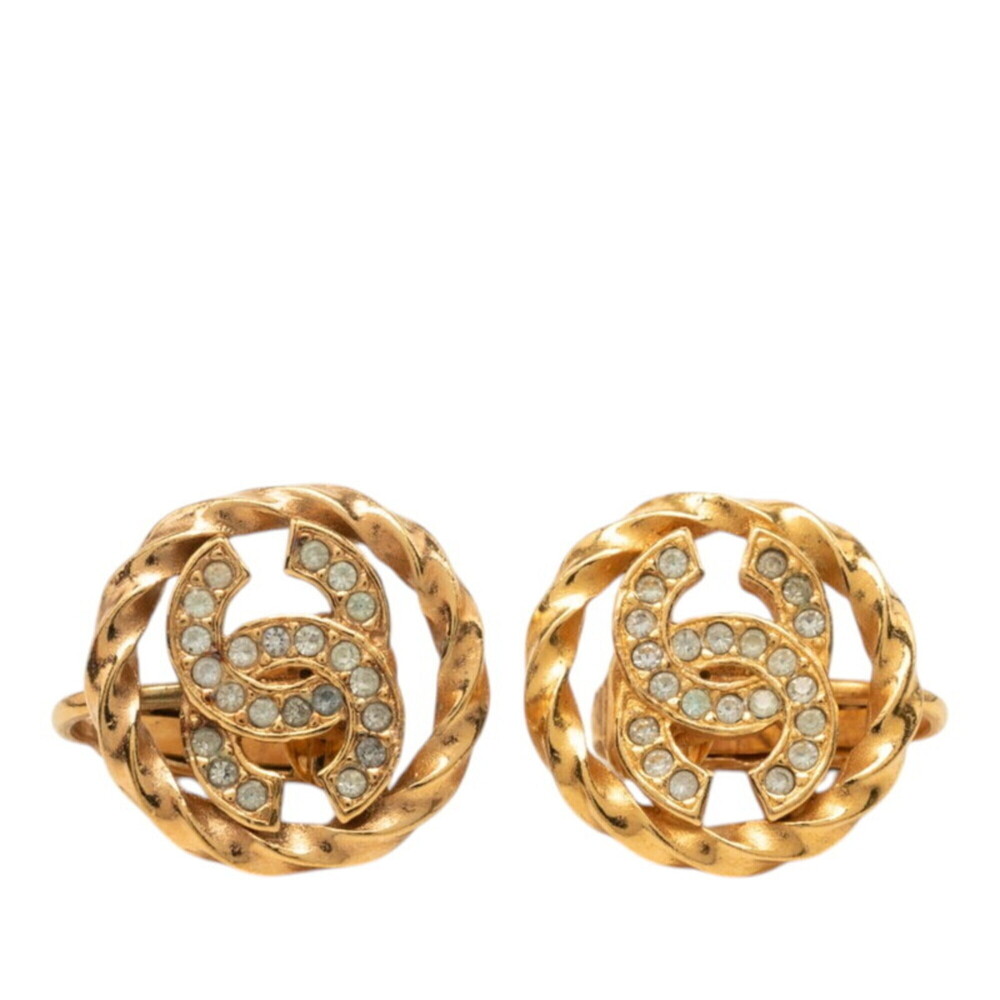CHANEL Gold Logo Earrings